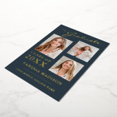 3 Photo Script moderne Dusty Blue Grad Faire-part (Rotation)