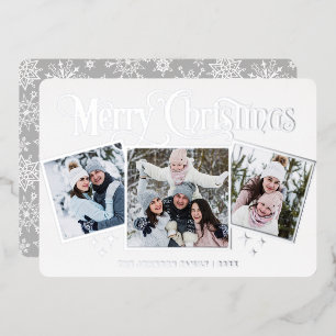 3 PHOTO Sparkle Merry KerstSilver Folie Feestdagenkaart