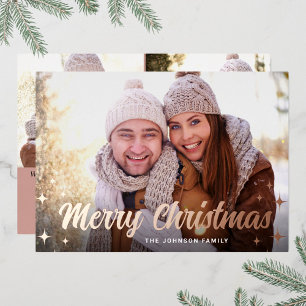 3 PHOTO Sparkle Merry-Roos met kerstcadeaus Gold Folie Feestdagenkaart