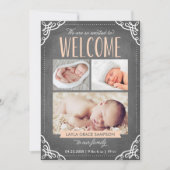 3-Photo Welcome Chalkboard | Aankondiging van gebo (Voorkant)