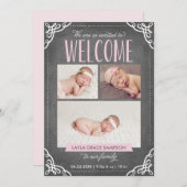 3-Photo Welcome Chalkboard | Aankondiging van gebo (Voorkant / Achterkant)