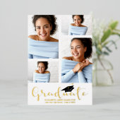 3 Photos Collage Grad Faire-part Foil Invitation (Debout devant)