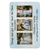 3 Photos Dusty Blue Enregistrer la date Magnet (Vertical)