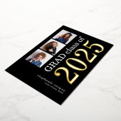 3 Photos Grad 2025 Real Gold Foil Faire-part (Rotation)