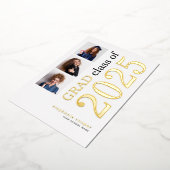3 Photos Grad 2025 Real Gold Foil Faire-part (Rotation)