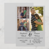 3 Photos Gris - Faire-part de mariage (Devant / Derrière)