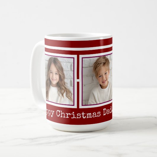 3 Photos, Long Message, Christmas Red, Modern P31 Koffiemok (Voorkant links)