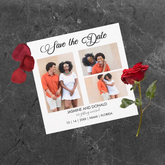 3 Photos Mariage Plat Enregistrer La Carte Date