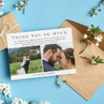 3 Photos Mariages Merci de police esquissé<br><div class="desc">carte de remerciements mariage vous pouvez personnaliser avec trois de vos propres photos mariages romantiques, deux d'un côté et une grande photo horizontale de l'autre. Le Merci est tellement écrit dans une police croisée à la mode. Ajoutez vos noms et une note de remerciement personnelle (ou supprimez-la pour écrire quelque...</div>