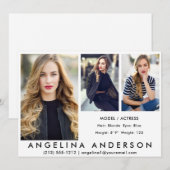 3 Photos Modèle Acteur Carte Comp Wht (Devant / Derrière)