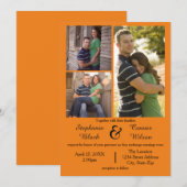 3 Photos Orange - Faire-Part de Mariage (Devant / Derrière)