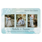 3 Photos Pastel Turquoise Magnet de Save the Date (Horizontal)