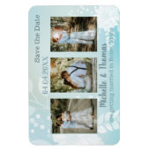 3 Photos Pastel Turquoise Save the Date Magnet (Vertical)