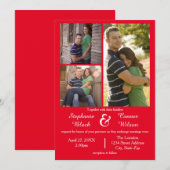 3 Photos Rouge - Invitation de Mariage (Devant / Derrière)