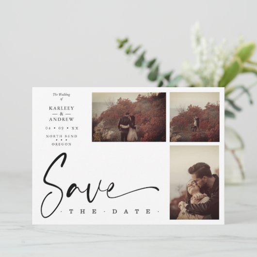 3 Photos White Chic Trendy Collage Wedding Covid19 (Staand voorkant)