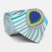 3 Plumes Aqua Cravate Peacock Pas de contour (Roulé)