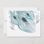 3 Plumes Peacock Birds Carte de réponse Mariage (Devant)