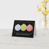 3 Polka Dot Ornamenten Merry Kerstmis Kaart (Gele Bloem)