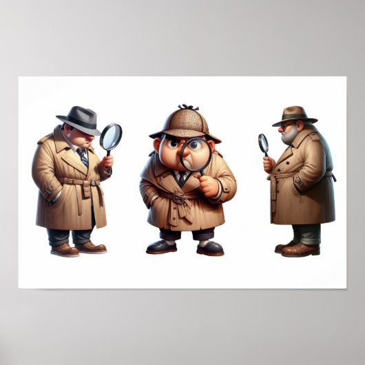 3 privé-detectives op zoek naar aanwijzingen poster (Voorkant)