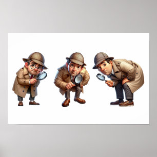 3 privé-detectives op zoek naar aanwijzingen poster