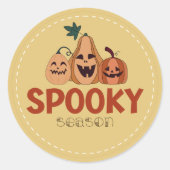 3 Pumpkins Spooky Season Halloween Round Sticker (Voorkant)