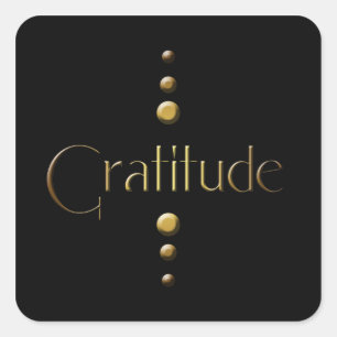 3 punten Gold Block Gratitude & Black Background Vierkante Sticker