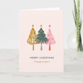 3 quirky trees Christmas Card Kaart