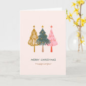 3 quirky trees Christmas Card Kaart (Gele Bloem)