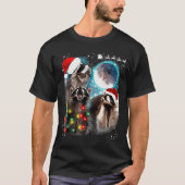 3 Racoon Moon Howling Raccoon Christmas Santa Raco T-shirt (Voorkant)