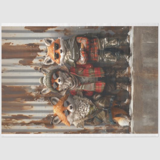 3 Red Fox Urban Frontier Boys Decoupage Tissuepapier (Voorkant)