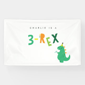 3-Rex Dinosaur 3rd Birthday Party Banner