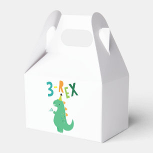 3-Rex Dinosaur 3rd Birthday Party Favor Boxes Bedankdoosjes