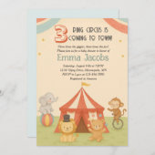 3 Ring Circus Triplet Baby Shower Invitation (Devant / Derrière)