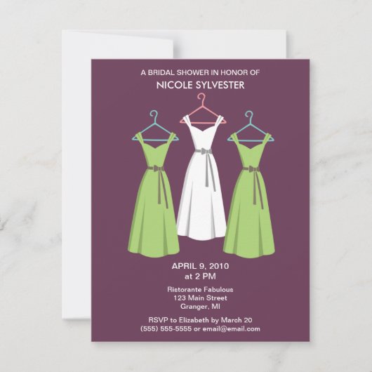 3 robes Invitations de douches nuptiales - Vin (Devant)