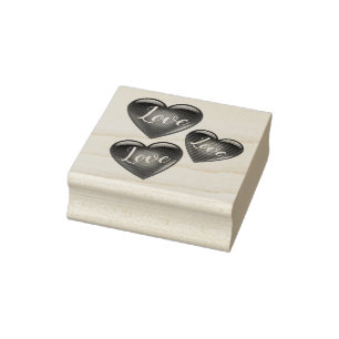 3 Rood hart gevormd, liefde, liefde, liefdesharten Rubberstempel