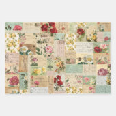 3 Roses romantiques Collage Ephémères feuilles (Devant)