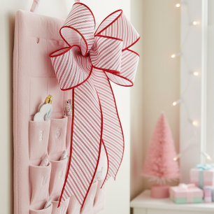 3" Roze en Rode Candy Cane Pinstripe Kerst Patroon Grosgrain Lint