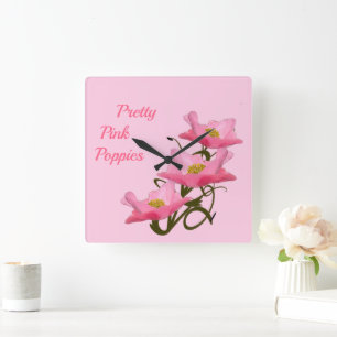3 Roze Klaprozen Meisjesachtige She Shed Vierkante Klok