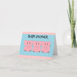 3 Roze Olifanten Baby Shower Uitnodiging