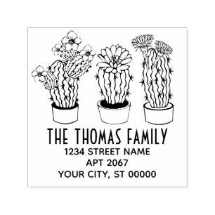 3 Rustieke Cactus Planten Naam Retouradres Zelfinktende Stempel