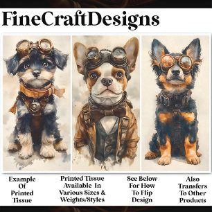 3 Schattige Steampunk Honden Groep 2 CB5 Decoupage Tissuepapier