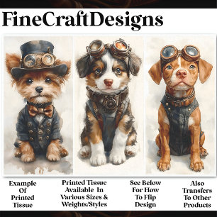 3 Schattige Steampunk Puppies, Groep 1 CB4 Decoupa Tissuepapier