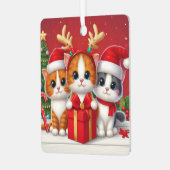 3 Schattigee Kerstkatten illustratie Metalen Ornament (Voorkant links)