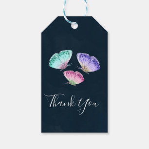 3 Schattigee pastel Waterverf vlinders dank u Cadeaulabel