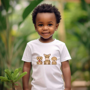 3 Schattigee Pet Print Witte Baby kinder Tshirts