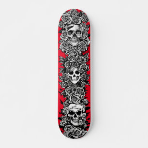 3 schedelvlakken met rozen Gothic Punk Kunsttekeni Skateboard