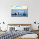 3 schepen bij zonsondergang verpakt Canvas Print (Insitu (Slaapkamer))