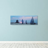 3 schepen bij zonsondergang verpakt canvas print 3 (Insitu (Houten vloer))