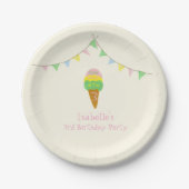 3 Scoops of Fun 3rd Birthday Ice Cream Party Papieren Bordje (Voorkant)