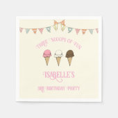 3 Scoops of Fun 3rd Birthday Ice Cream Party Servet (Voorkant)